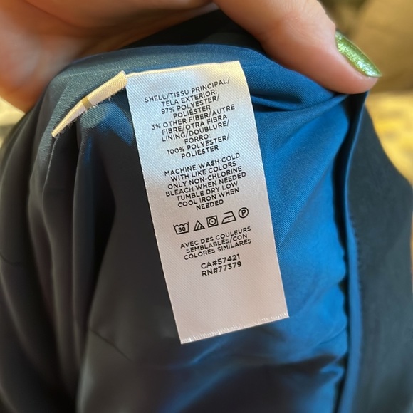 Blue Black Floral Printed Gold Metallic Flowy Ann Taylor Midi Skirt Size 6 - Picture 9 of 9